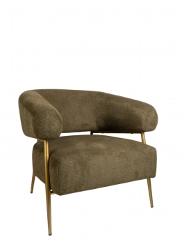 Πολυθρόνα Υφασμάτινη Λαδί Με Μεταλλικό Χρυσό Σκελετό 86x74x78εκ. Zen Collection 25.34.51798