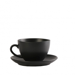 Φλυτζάνι Cappuccino Με Πιατάκι Πορσελάνης Morgan Black ESPIEL 290ml-14x14x8εκ. OW2050K6