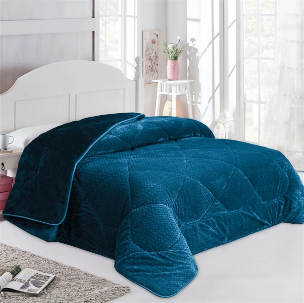 Κουβερτοπάπλωμα Jacquard Waves-Fleece Υπέρδιπλο 220x240εκ. 1960 Petrol DimCol