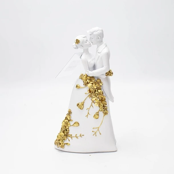 Διακοσμητικό Επιτραπέζιο Ζευγάρι Polyresin Λευκό-Χρυσό 11,2x5x20εκ. ESTHETI 819-00908