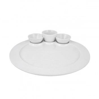 Πιατέλα Με 3 Ντιπάκια Πορσελάνης Opera Λευκή Art Et Lumiere 29εκ. 06909