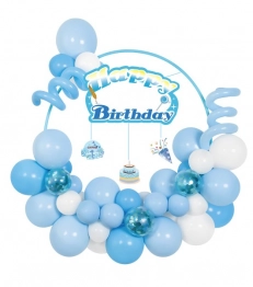 Σετ Μπαλόνια 49τμχ Happy Birthday Λευκό-Σιέλ-Μπλε 2437466