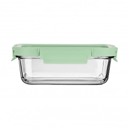 Φαγητοδοχείο Γυάλινο Με Καπάκι Πλαστικό 1050ml/21,6x16,5x7,4εκ. Click & Seal Mint Estia 01-26578