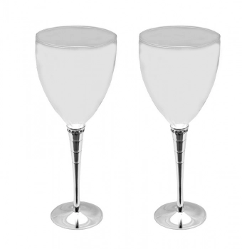 Ποτήρι Κρασιού Σετ 2τμχ Γυάλινο Γραμμωτό-Στρας ESPIEL PET112