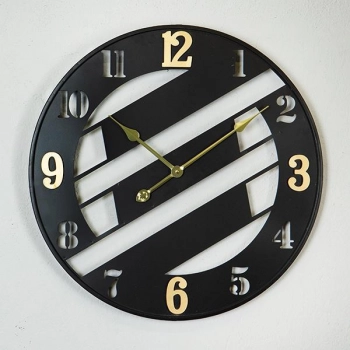 Ρολόι Τοίχου Μεταλλικό Μαύρο-Χρυσό 60x4x60εκ. ESTHETI 753-10021