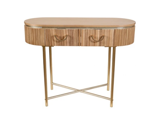 Κονσόλα Ξύλινη-Μεταλλική Natural-Χρυσή 100x40x80εκ. Zen Collection 25.47.52367