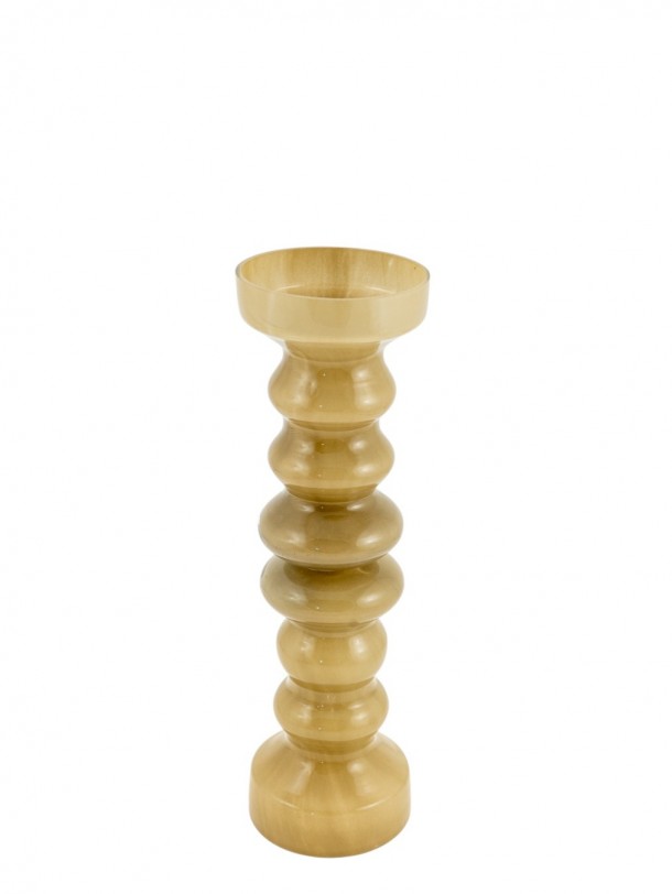 Κηροπήγιο Φυσητό Γυαλί Μπεζ-Πράσινο 10,5x34εκ. Zen Collection 25.48.52311