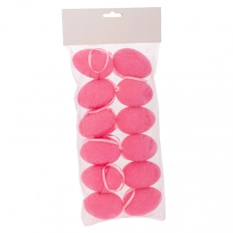 Σετ 12τμχ Αυγά Κρεμαστά Χνουδωτά Σε Σακούλα Ροζ 4x6εκ. iliadis 92449