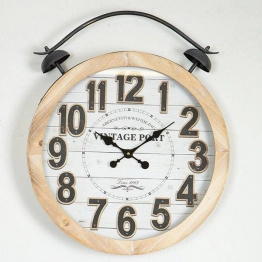 Ρολόι Τοίχου Ξύλινο-Μεταλλικό Natural-Λευκό-Μαύρο 50x6x60εκ. ESTHETI 753-13038