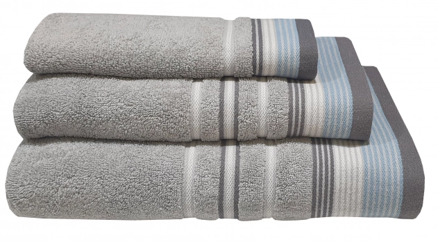 Πετσέτα Βαμβακερή Χεριών 30x50εκ. Satin Stripe Grey Komvos 7005905-10