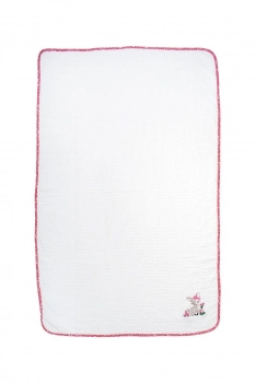 Κουβέρτα Πικέ Λίκνου 80x110εκ. Με Κέντημα Deer 197 White-Pink DimCol