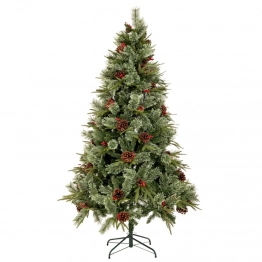 Χριστουγεννιάτικο Δέντρο Χιονισμένο 180εκ.-1539 Tips Με Κουκουνάρια & Κόκκινα Berries California Spruce iliadis 90532