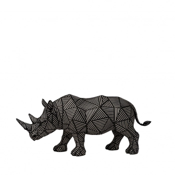 Διακοσμητική Επιτραπέζια Γεωμετρική Φιγούρα Ρινόκερος Polyresin Μαύρη ESPIEL 25,5x8,3x13εκ. CIN106