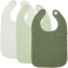 Σαλιάρες Σετ 3τμχ Βαμβακερές Offwhite-Soft Green-Forest Green Meyco MEY-611346