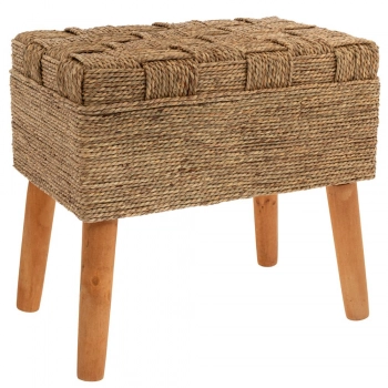 Σκαμπώ Πλεκτό-Ξύλινο Boho Καφέ 50,5x33x47εκ. iliadis 89282