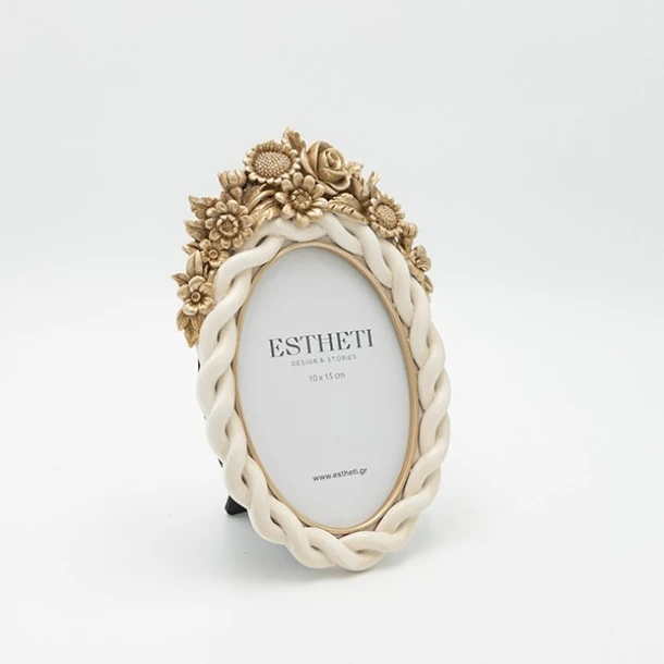 Κορνίζα Polyresin Λευκή-Χρυσή 10x15εκ. ESTHETI 756-12167