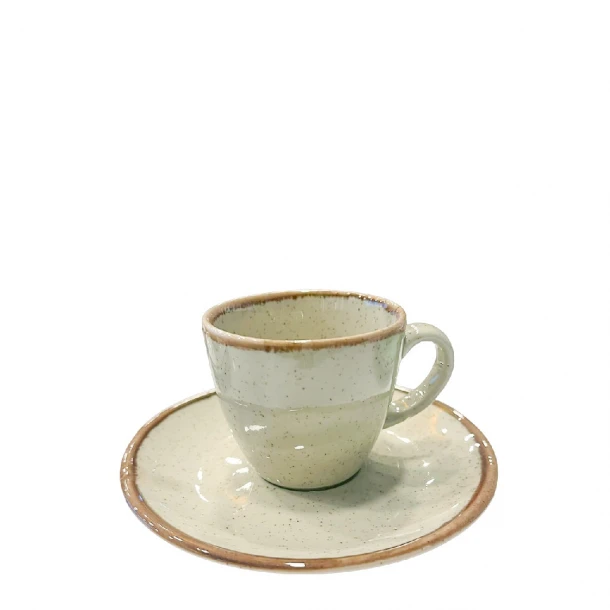 Φλυτζάνι Με Πιατάκι Espresso Πορσελάνης Reactive Green-Khaki Essentials ESPIEL 90ml-12x6εκ. OWK101K6