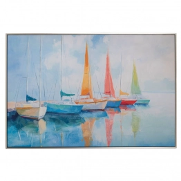 Πίνακας Καμβάς Boats Σε Μαύρη-Ασημί Κορνίζα 120x80εκ. iliadis 92700