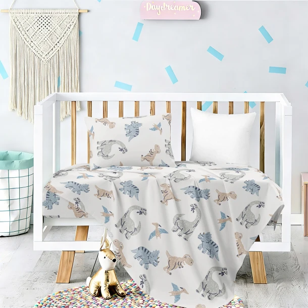 Σετ Σεντόνια Βαμβακοσατέν Κούνιας 120x170εκ. Lizard Prime Baby Line Melinen 20005680