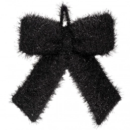 Χριστουγεννιάτικος Διακοσμητικός Φιόγκος Κρεμαστός Χνουδωτός Μαύρος 33x40εκ. iliadis 91720