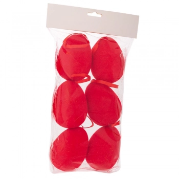 Σετ 6τμχ Αυγά Κρεμαστά Χνουδωτά Σε Σακούλα Κόκκινα 7x10εκ. iliadis 92451