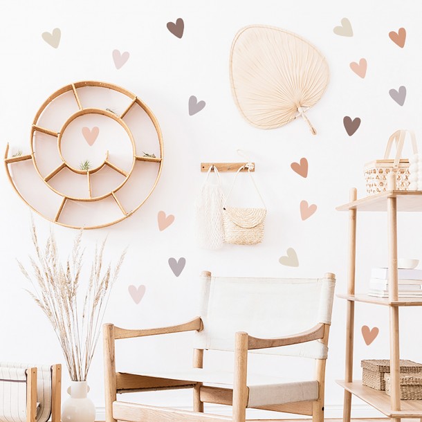 Αυτοκόλλητα Τοίχου Boho Hearts 90x90εκ. Sipo SIP-WS63041