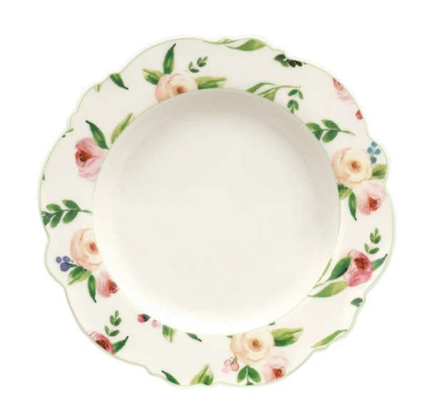 Πιάτο Βαθύ Φαγητού Πορσελάνης 22εκ. Primavera Green CRYSPO TRIO 28.097.02