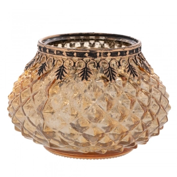 Κηροπήγιο Για Ρεσώ Γυάλινο-Μεταλλικό Χρυσό 11,5x8εκ. iliadis 92581