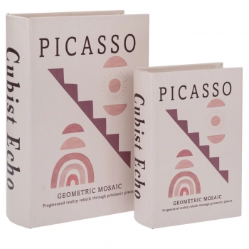 Κουτί-Βιβλίο Σετ 2τμχ Ξύλινο Σομόν Picasso 19x7x27εκ.-14x6x20εκ. iliadis 92946