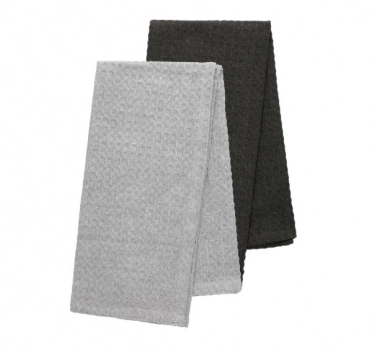 Πετσέτες Κουζίνας Σετ 2τμχ Πικέ Βαμβακερές 50x70εκ. Γκρι-Ανθρακί Femelo Homla 163218