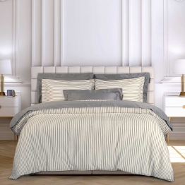 Σετ Παπλωματοθήκη Βαμβακερή Υπέρδιπλη 220x240εκ. Essential 2296 Grey-White Greenwich Polo Club