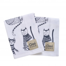 Ποτηρόπανο Σετ 2τμχ Βαμβακερό 40x60εκ. Kitchen 0735 Λευκό-Γκρι Das Home