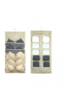 Κρεμαστός Οργανωτής Διπλής Όψης Με Θήκες 5+10 Polyester Μπεζ 40x78εκ. 2429468