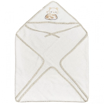 Κάπα Βαμβακερή 75x75εκ. Bear Εκρού 40233