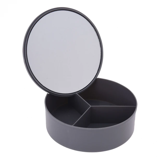 Κουτί Αποθήκευσης PP Με Καθρέπτη Φ15x5,5εκ. Cool Grey-10C MRShome