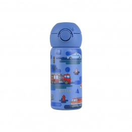 Θερμός Παιδικό Ανοξείδωτο Με Καλαμάκι City Heroes 350ml-7x7x18εκ. Save The Aegean Estia 01-43599