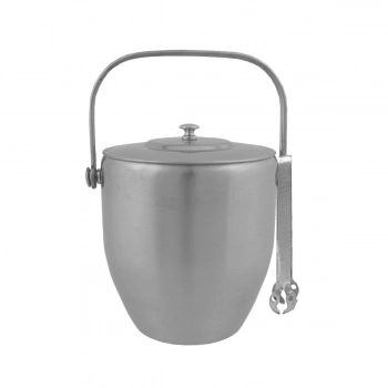 Παγοδοχείο Με Καπάκι Και Λαβίδα Ανοξείδωτο Ατσάλι Ασημί Art Et Lumiere 13x22εκ. 01817