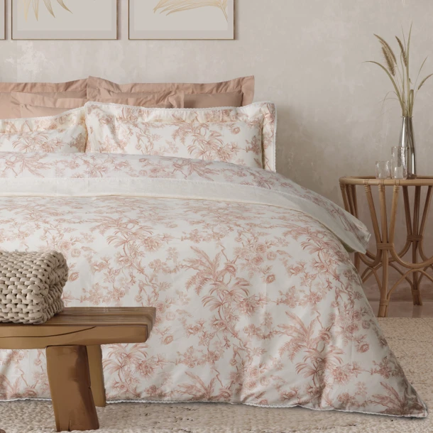 Κουβερλί Βαμβακοσατέν King 230x240εκ. Prestige 1717 Teracotta-Cream Das Home