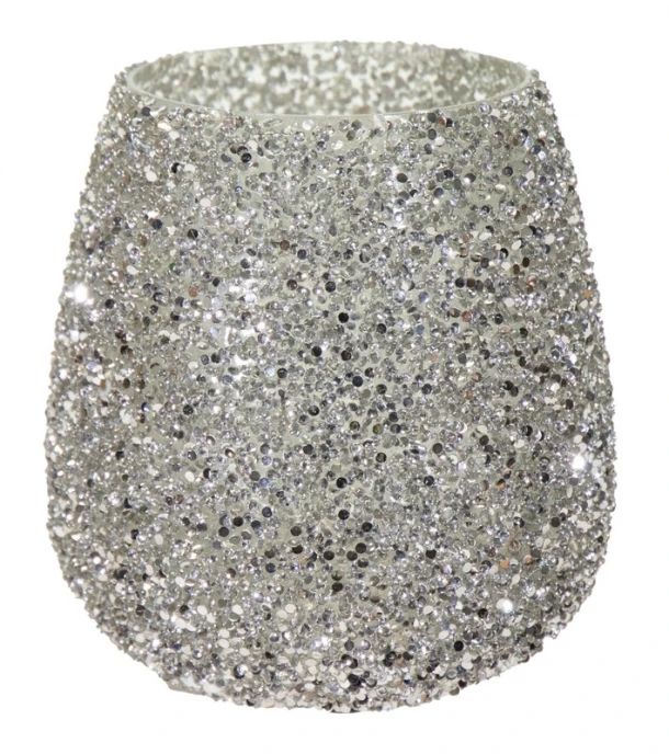 Κηροπήγιο Γυάλινο 9,5x9εκ. Strass Silver Art Et Lumiere 30542