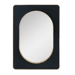 Καθρέπτης Τοίχου Βελούδινος Μαύρος-Χρυσός 50x70εκ. ESPIEL ECO603