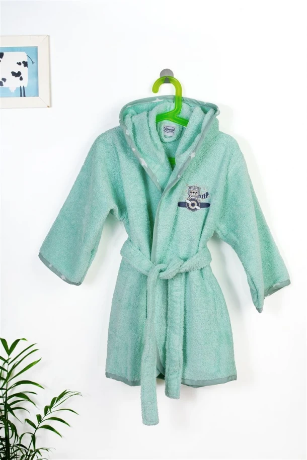 Μπουρνούζι Παιδικό Με Κουκούλα Βαμβακερό Aviator 186 Mint Size 02 DimCol