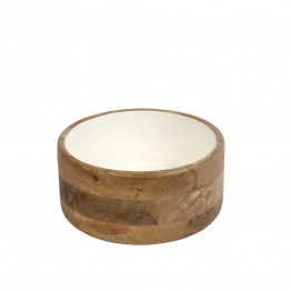 Μπωλ Σερβιρίσματος Ξύλινο Μάνγκο Με Λευκή Επιφάνεια ESPIEL 19,5x11εκ. AKB112