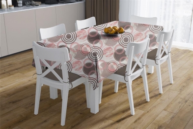 Σετ 2τμχ Τραπεζομάντηλο & Runner Polycotton Αλέκιαστο 140x140εκ.-40x140εκ. Circles 469 Coral DimCol