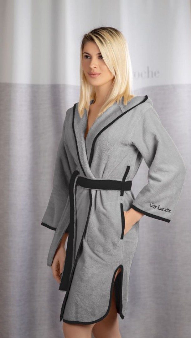 Μπουρνούζι Με Κουκούλα Polycotton New Comfy Smoke Medium Guy Laroche