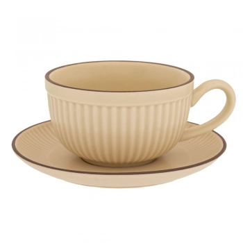 Φλυτζάνι Τσαγιού Με Πιατάκι Κεραμικό Κρεμ 230ml iliadis 88872