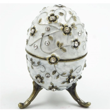 Διακοσμητικό Κουτάκι Μινιατούρα Αυγό Λευκό Με Σμάλτο & Στρας Royal Art 10εκ. BOS5659CR