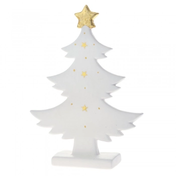 Χριστουγεννιάτικο Διακοσμητικό Δέντρο Κεραμικό Λευκό-Χρυσό iliadis 19x5x25εκ. 81482