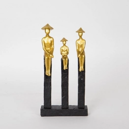 Διακοσμητικό Επιτραπέζιο Άνθρωποι Καθιστοί Polyresin Χρυσό-Μαύρο 13x3,5x25εκ. ESTHETI 752-27091