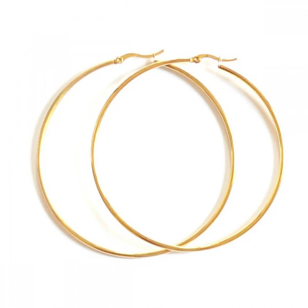 Σκουλαρίκια Κρίκοι Μεγάλοι Ανοξείδωτο Ατσάλι Χρυσοί 8εκ. 24-7018