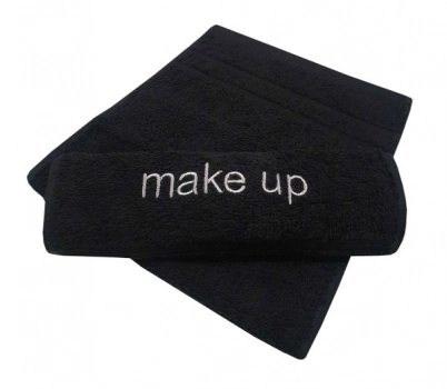 Πετσέτα Βαμβακερή Με Κέντημα Make Up 30x50εκ. Μαύρη Plain Line
